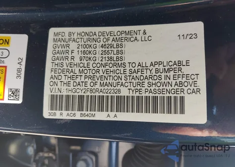 2024 Honda Accord Hybrid Touring z USA, uszkodzony, nr VIN 1HGCY2F80RA022328
